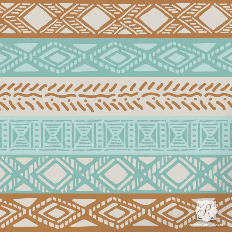 Paint African Design Borders and Patterns on Furniture and more with Tribal Border Craft Stencils - Royal Design Studio