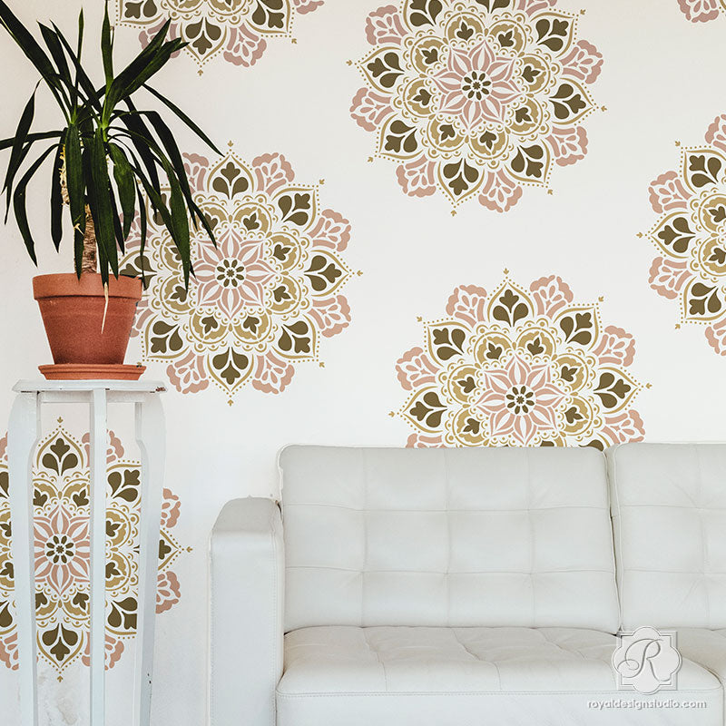 Modern Boho Living Room Wall Art Mandalas for Stenciling and Decorating - Royal Design Studio Stencils-M