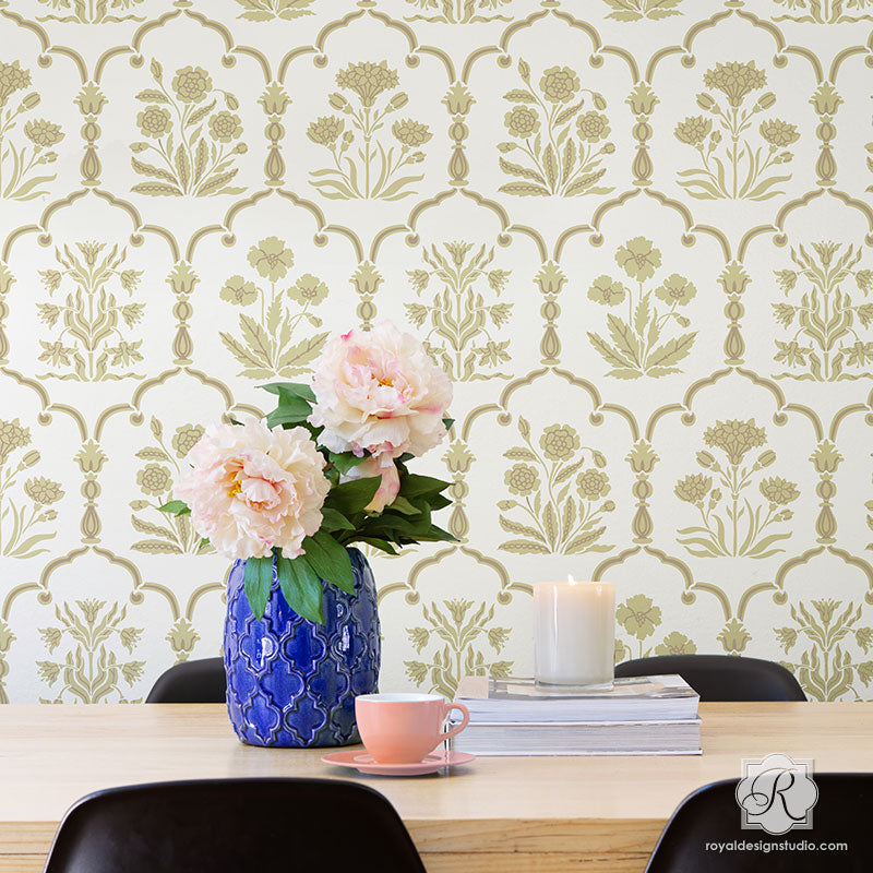 Floral Trellis Wall Pattern - Two Layer Wall Stencils for Painting - Royal Design Studio