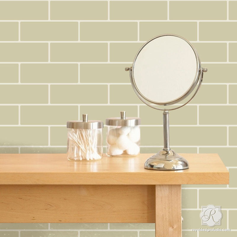 Subway Tiled Wall Pattern - Easy Subway Tiles Stencils for Decorating - Royal Design Studio