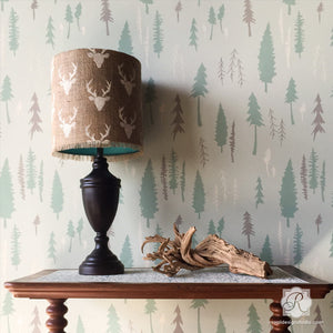 Fabric Stencils for Crafts and DIY Lampshade Projects - Rustic Home Decor with Deer Heads Antlers - Royal Design Studio Stencils