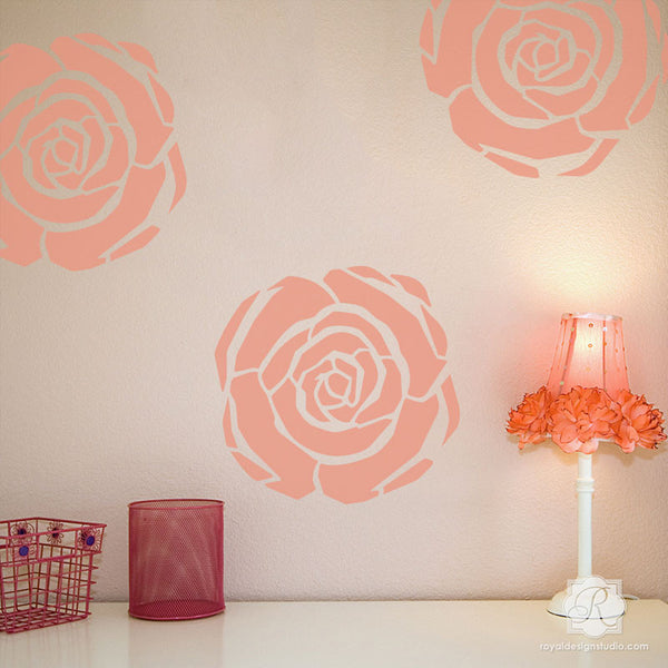 Nursery Decor and Wall Art - Art Deco Rose Stencils