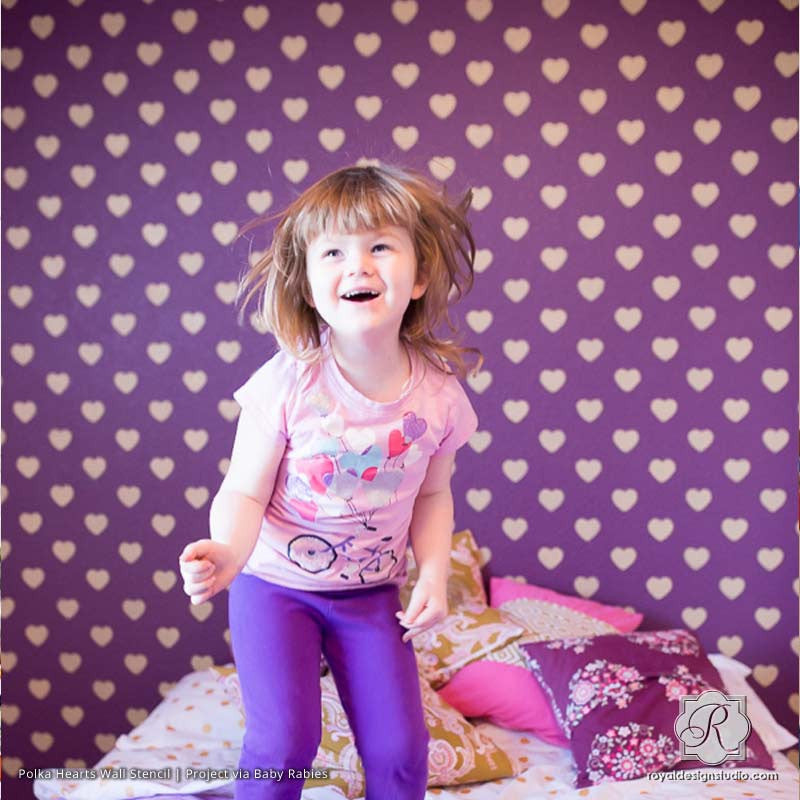 Polka Heart Wall Stencil