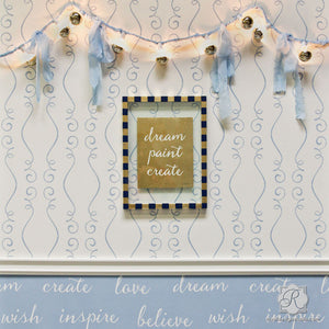 Cute Baby Nursery Decor Idea with DIY Wallpaper Pattern Stencils - Gigi Scroll Modern Wall Stencils - Royal Design Studio