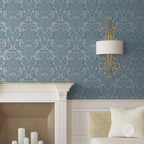 DIY Room Makeover using Elegant Wall Patterns - Isle of Palms Damask Wall Stencils - Royal Design Studio