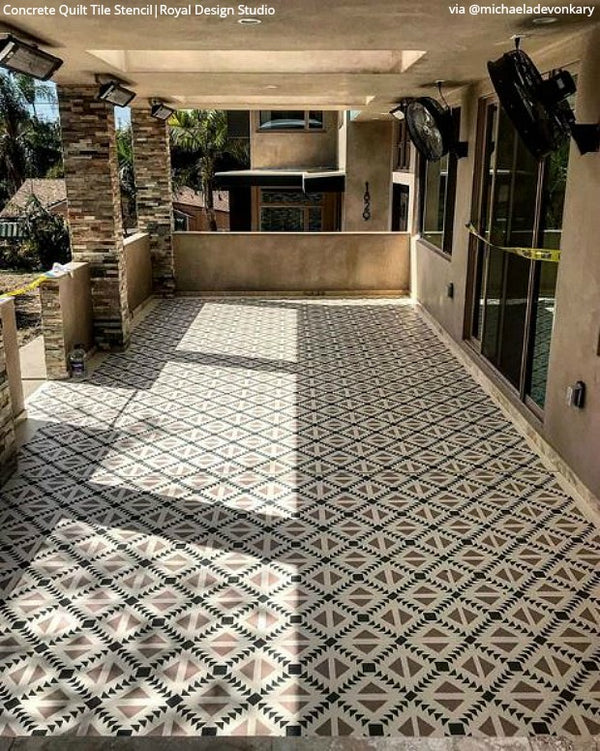 Concrete Quilt Tile Stencil