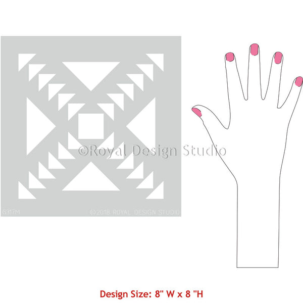 Small Patterns for Painting and Stenciling with Concrete Quilt Tile Stencils - Royal Design Studio