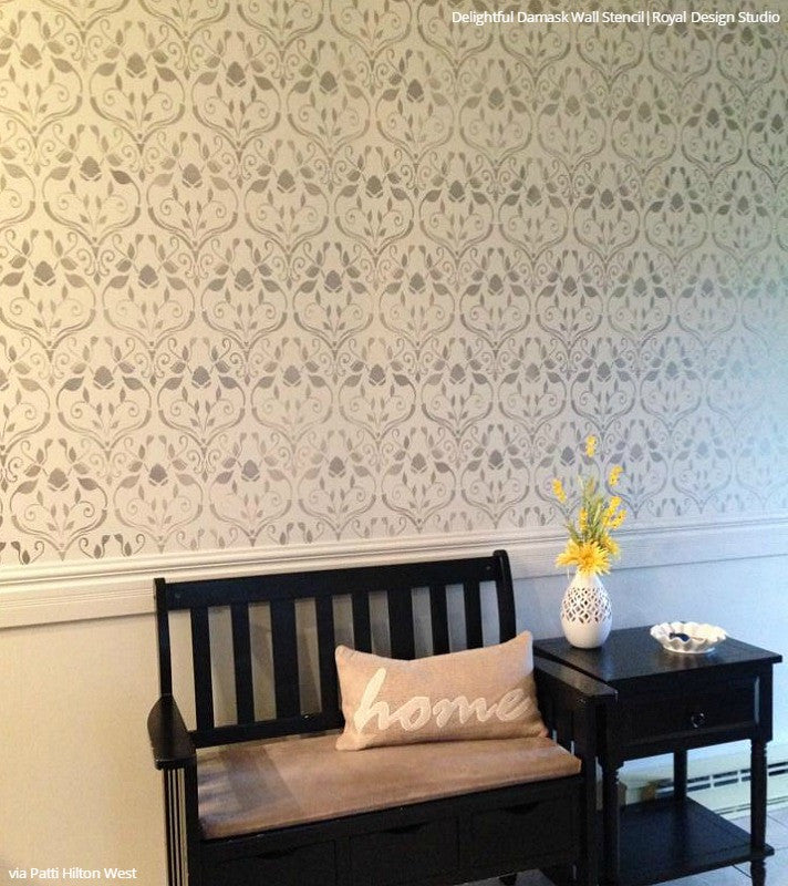 Classic Vintage Wallpaper Stencils for Painting Accent Walls in Bedroom or Living Room - Royal Design Studio
