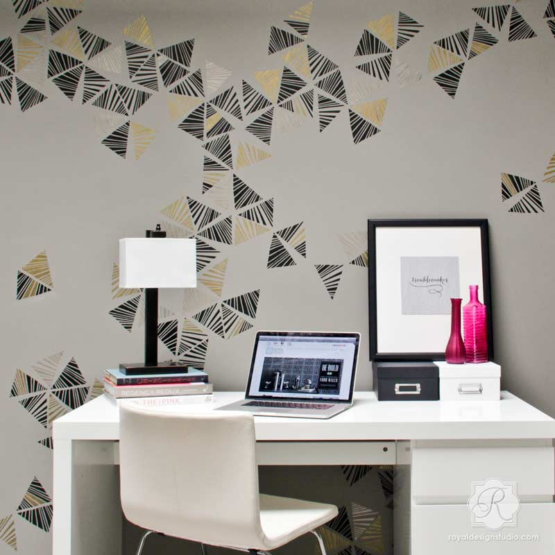 Metallic Wall Art Stencils to Decorate a Modern Room - Royal Design Studio