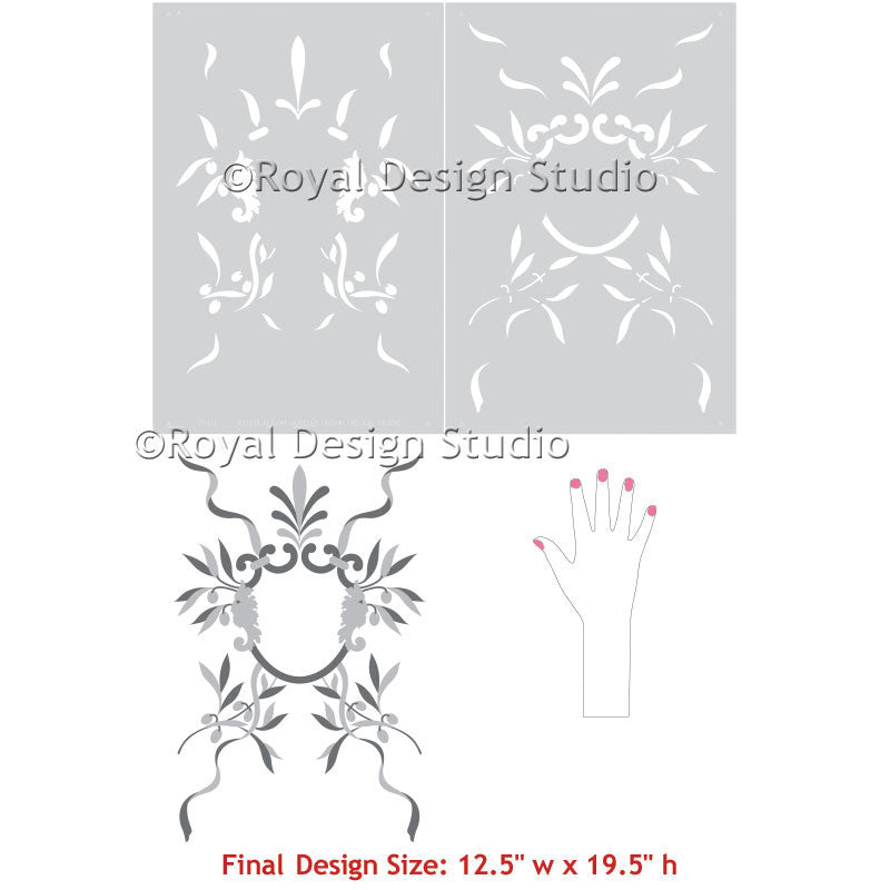 Large Wall Stencils for Italian Wall Mural Painting - Decorating Room with European Decor - Royal Design Studio