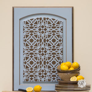 DIY Painted Cabinet Doors and Furniture with Modern Moroccan Lace Furniture Stencils - Royal Design Studio