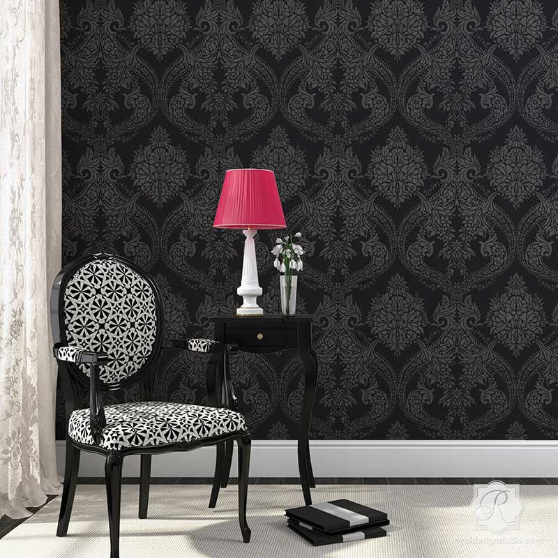 Victorian Design with Flowers - Damask Wall Stencils for Elegant DIY Home Decor