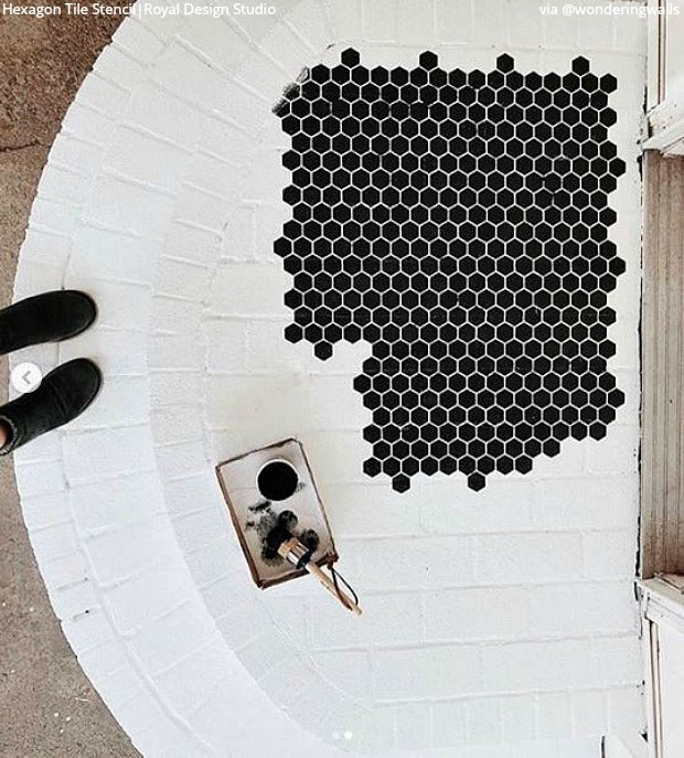 Hexagon Tile Floor Stencil