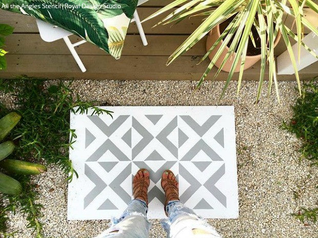 DIY Painted Cement Step Stones - Outdoor Decor - Royal Design Studio Stencils