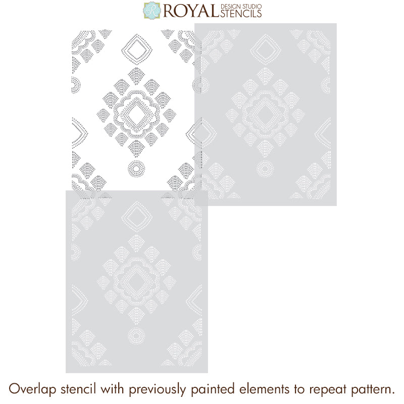 Large Stencils - Damask Lace Wallpaper Wall Design - Bohemian Stencils - Royal Design Studio Wall Stencils