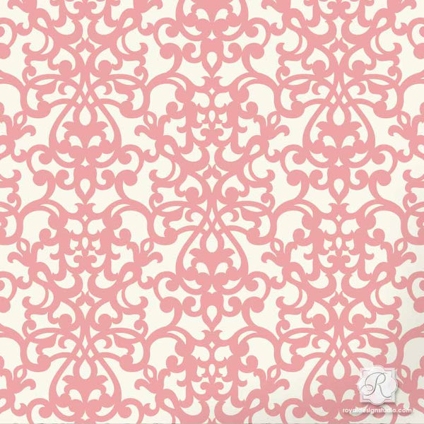 Elegant DIY Craft Projects for Classic Home Decor - Donatella Damask Craft Stencils - Royal Design Studio