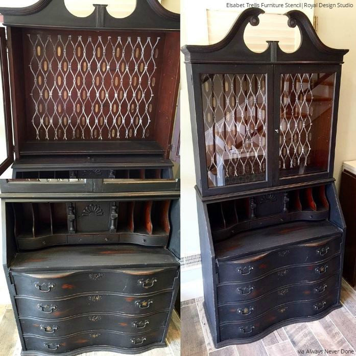 Elsabet Trellis Raven + Lily Furniture Stencil