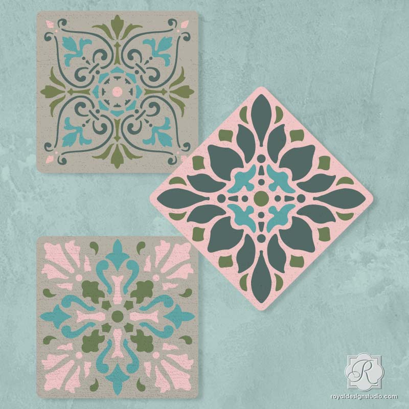 Classic European Tiles Stencils for Painting Walls and Furniture