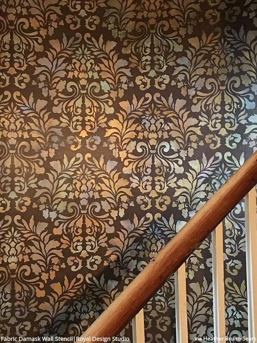 Large Damask Wallpaper Stencil | Fabric Damask Wall Stencil