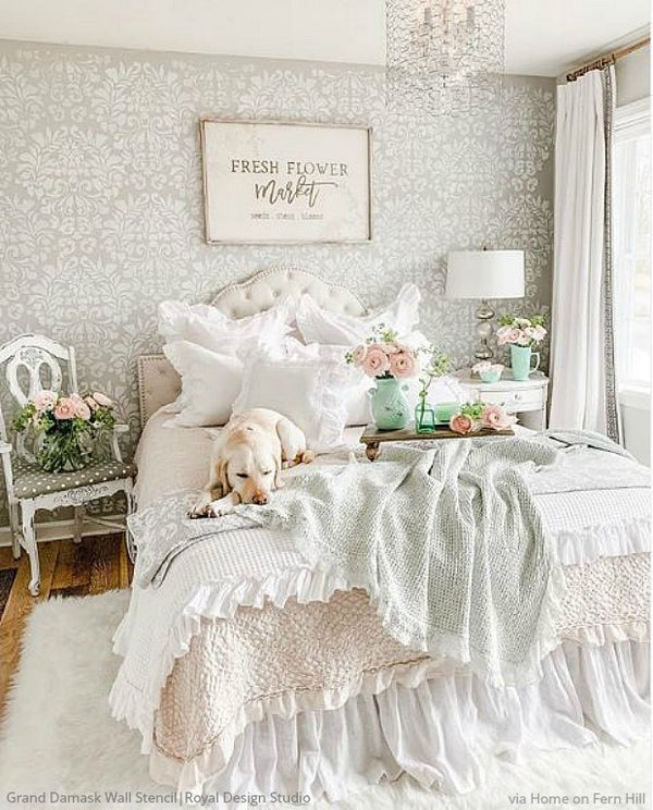 Grand Fabric Damask Wall Stencil