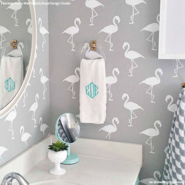 Retro or Modern Home Decor Projects - Flamingo Deco Wall Stencils - Royal Design Studio