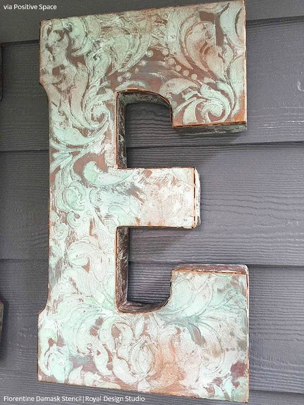 DIY Patina Wall Art Stencils with Damask Designs - Royal Design Studio