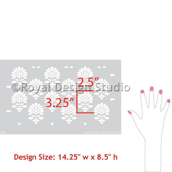Turkish and Indian Painted Furniture Flower Stencils by Royal Design Studio Stencils