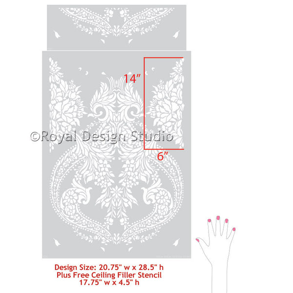 Victorian Design with Flowers - Damask Wall Stencils for Elegant DIY Home Decor