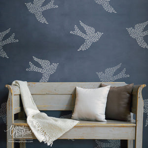 Large Wall Motif Bird Stencil, Fly Away With Me, by Bonnie Christine for Royal Design Studio