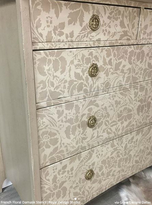 French Floral Damask Wall Stencil