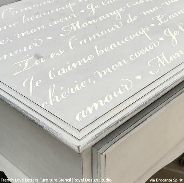 French Love Letters Furniture Stencil