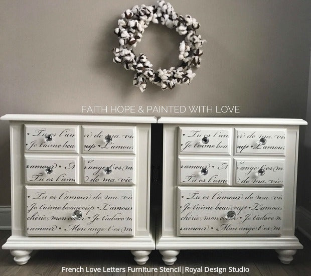 French Love Letters Furniture Stencil