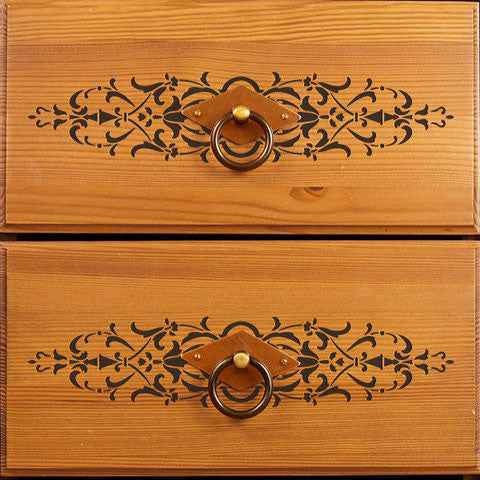 DIY Painted Furniture Projects and Embossed Plaster - Micah Classic Panel Stencils - Royal Design Studio