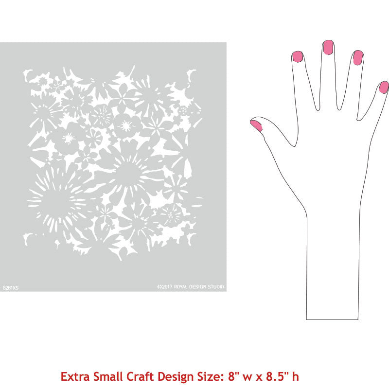 Floral Fireworks Craft Stencils for Painting Small Furniture & Fabric