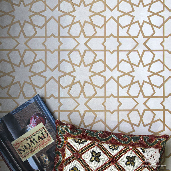 Decorative Designs Painted on Wall Decor - Moroccan and Geometric Pattern Stencils - Royal Design Studio