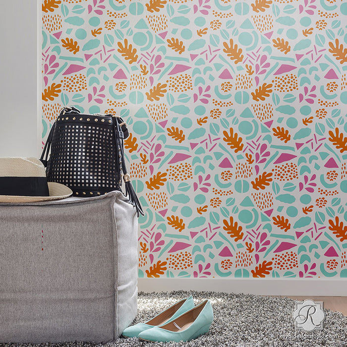 Modern Geometric Shapes Wall Stencils for DIY Nursery Kids Decor