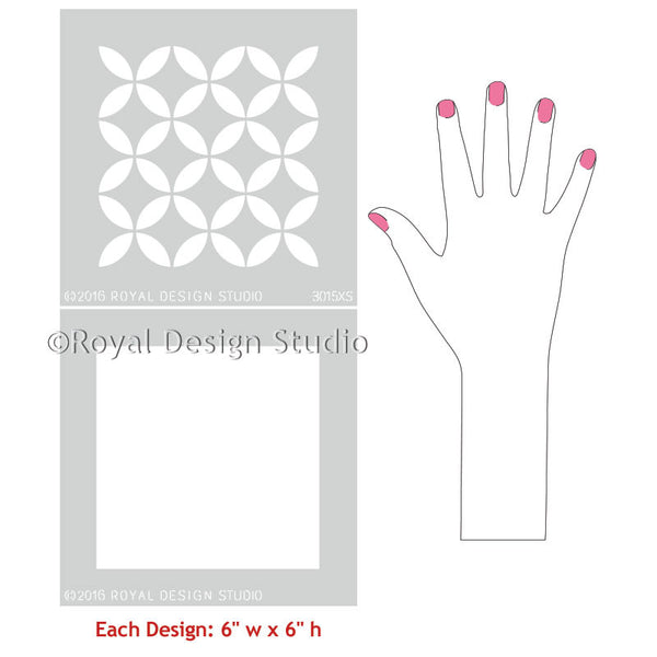 Modern and Geometric Home Decor Paint Projects - Endless Moorish Circles Moroccan Craft Stencils - Royal Design Studio