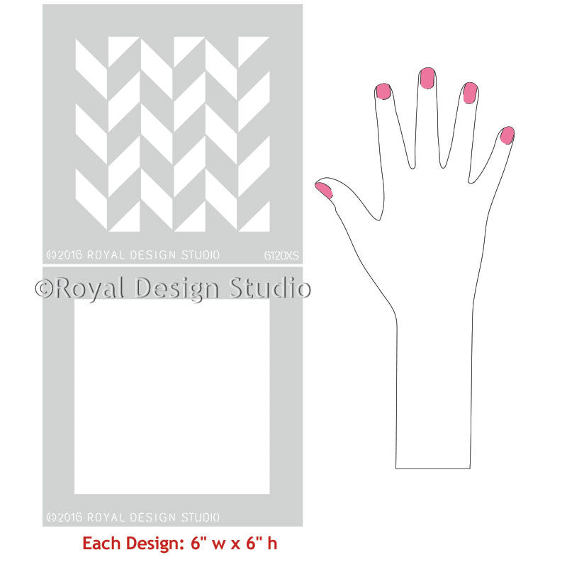 Classic Herringbone Pattern Craft Stencils for Painting - Royal Design Studio
