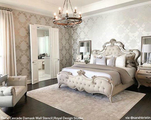 Floral Cascade Damask Wall Stencil