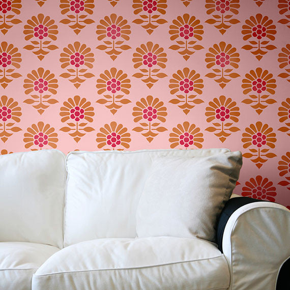 Turkish and Indian DIY Wallpaper Flower Stencils by Royal Design Studio Stencils