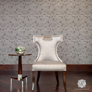 Romantic Lace Wall Stencils - Large Decorative Wall Decor Wallpaper Stencils - Royal Design Studio