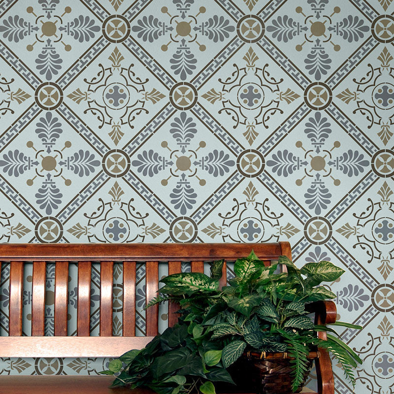 Art Decor and Greek Pattern Tile Stencil from Royal Design Studio