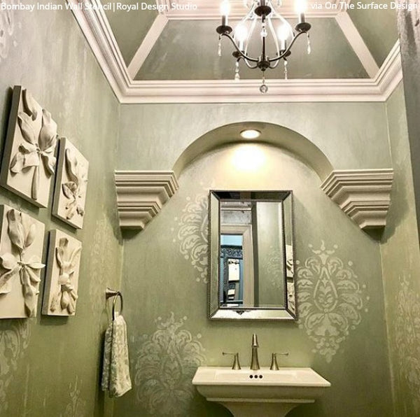 Bombay Paisley Damask Wall Stencil