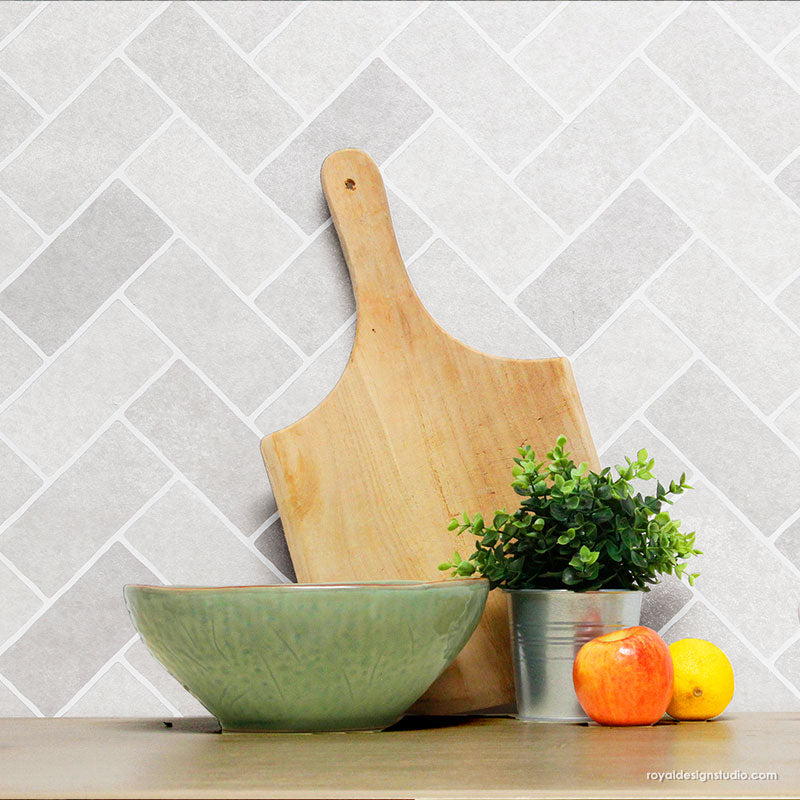 Herringbone Brick Wall Stencil