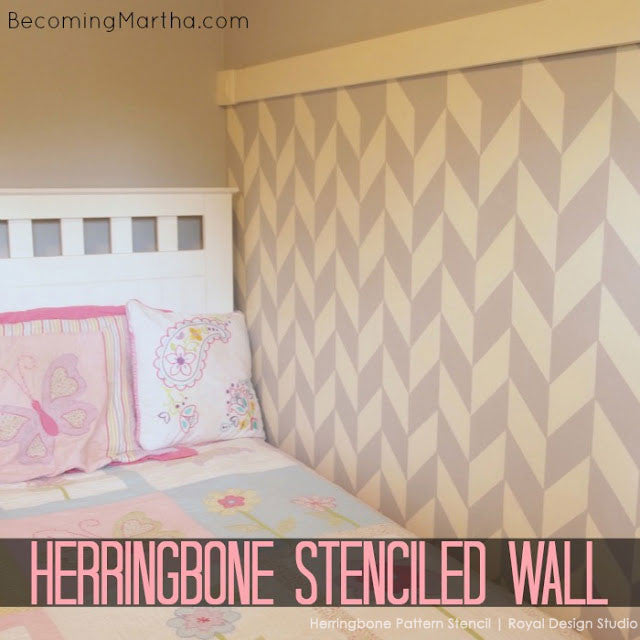 Herringbone Pattern Wall Stencils