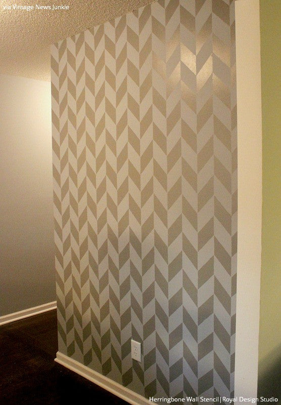 Herringbone Pattern Wall Stencils