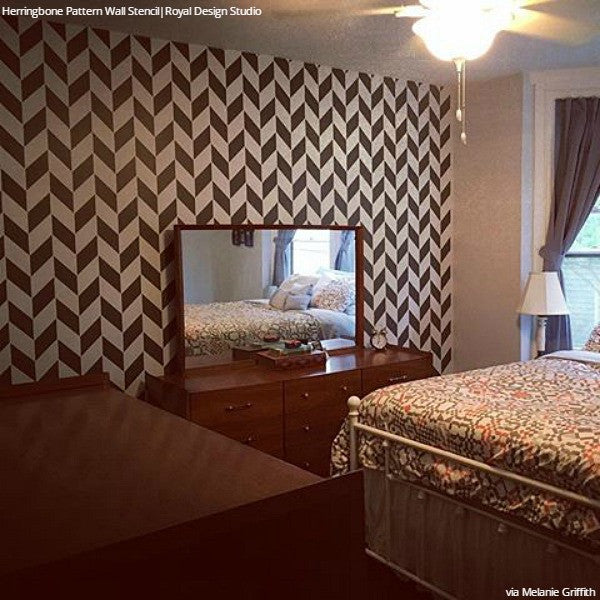 Herringbone Pattern Wall Stencils