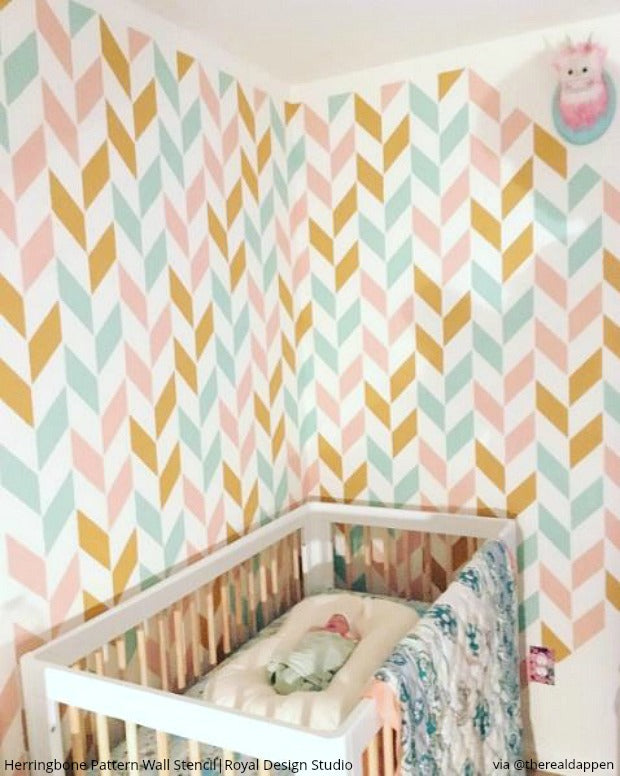 Herringbone Pattern Wall Stencils
