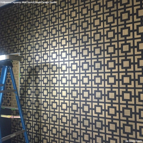Modern & Geometric Wall Stencils Hollywood Squares Stencil