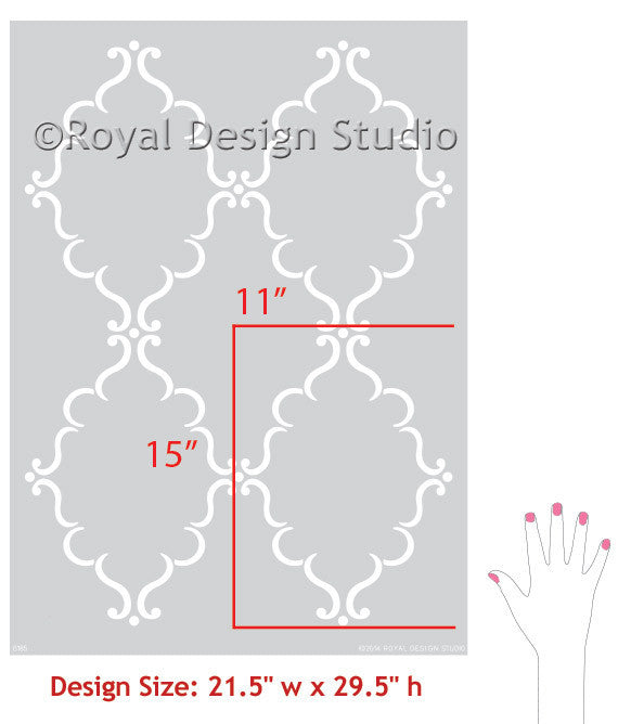 Allover Trellis & Lotus Flower Stencil Set by Royal Design Studio Stencils